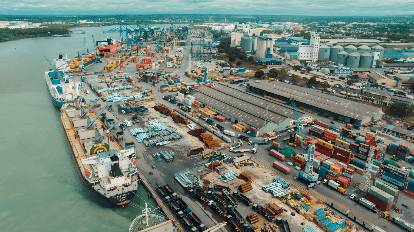 Modern Shipping Port and Cargo Containers